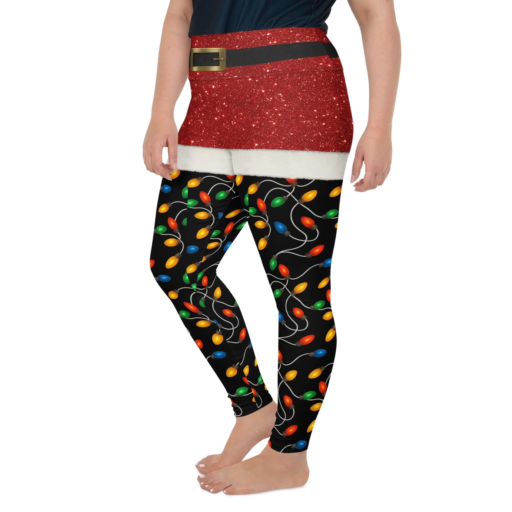 Santa's Christmas Lights Plus Size Leggings