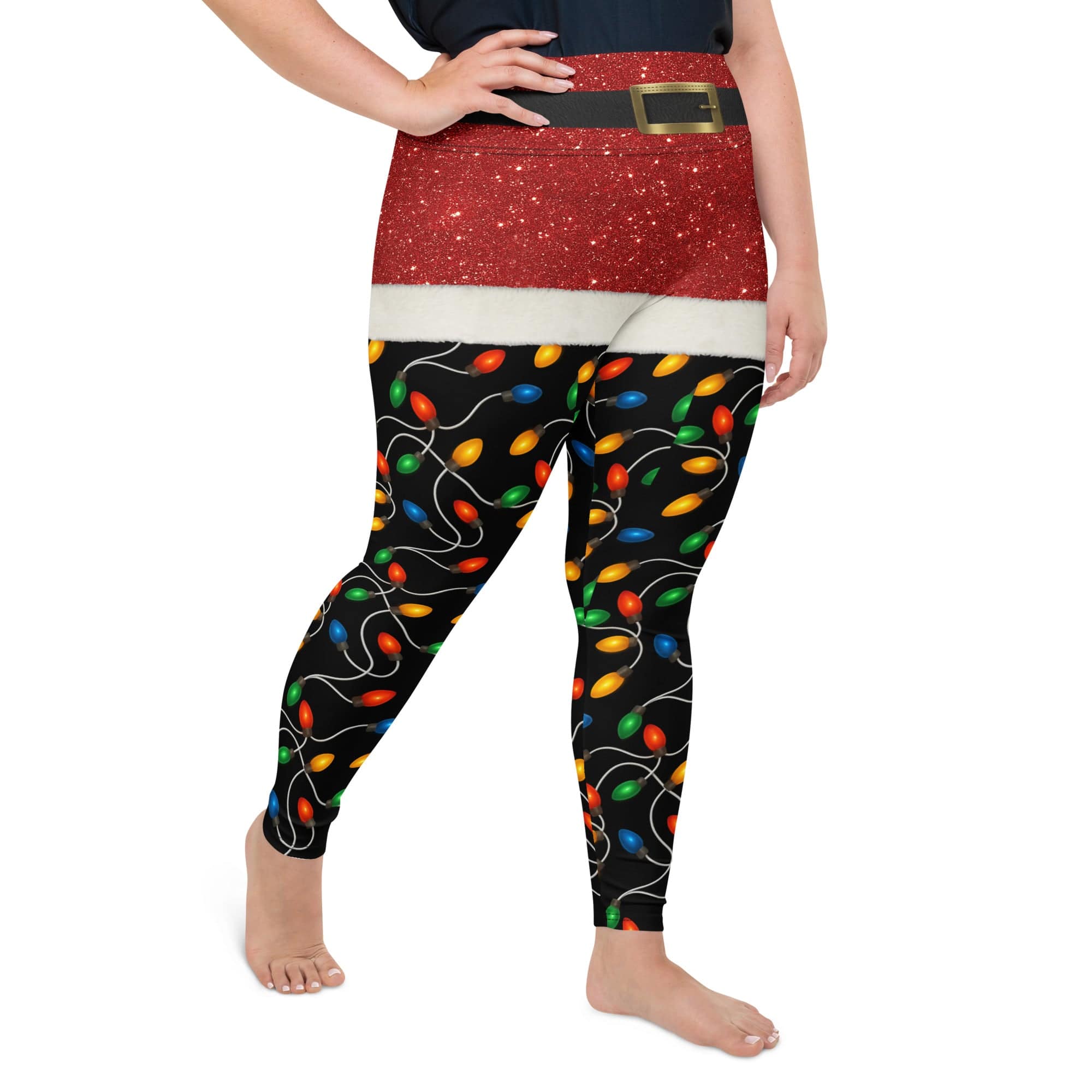 Santa's Christmas Lights Plus Size Leggings