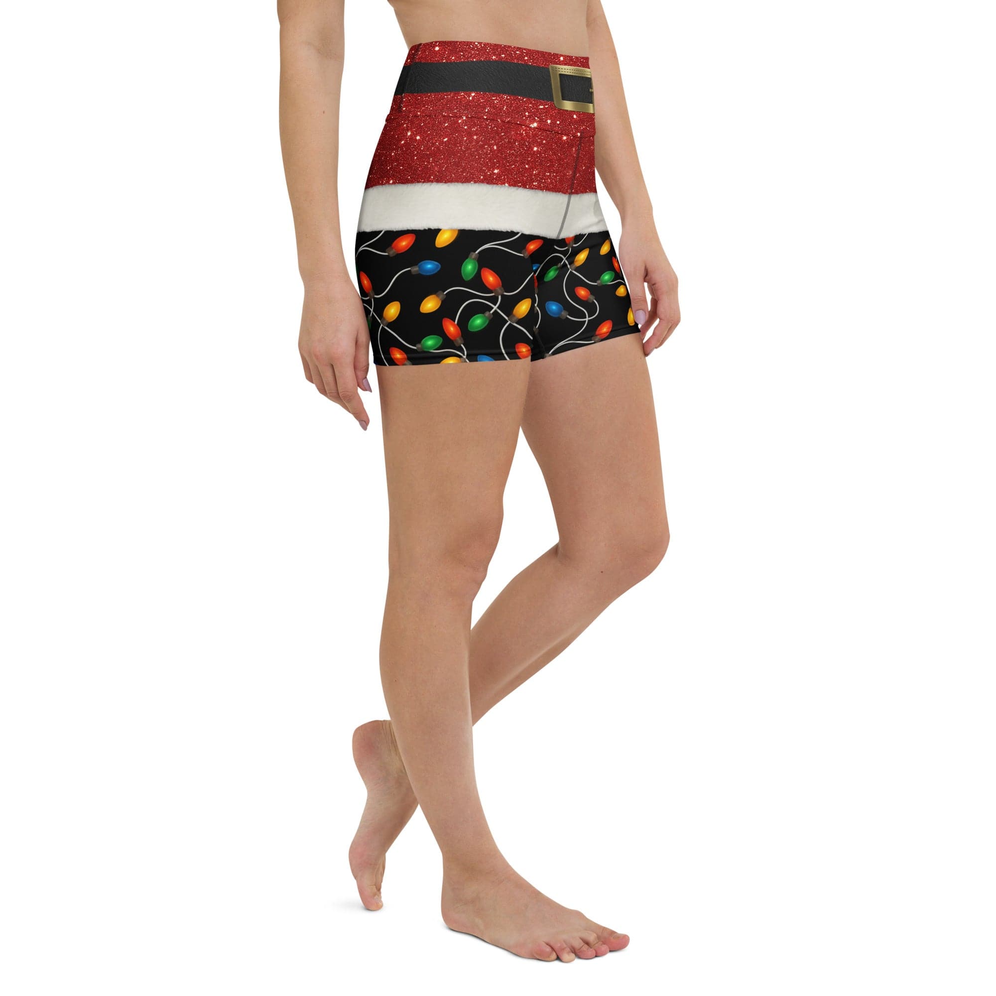 Santa's Christmas Lights Yoga Shorts