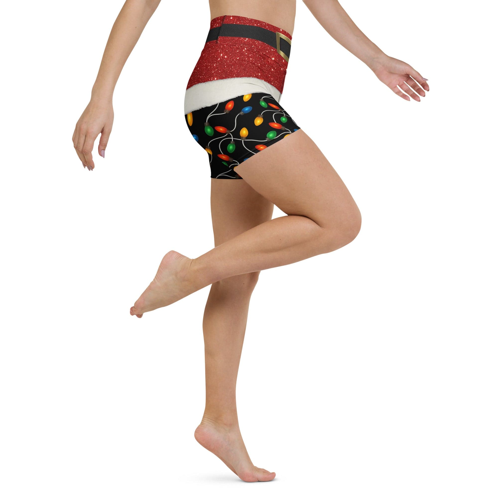 Santa's Christmas Lights Yoga Shorts
