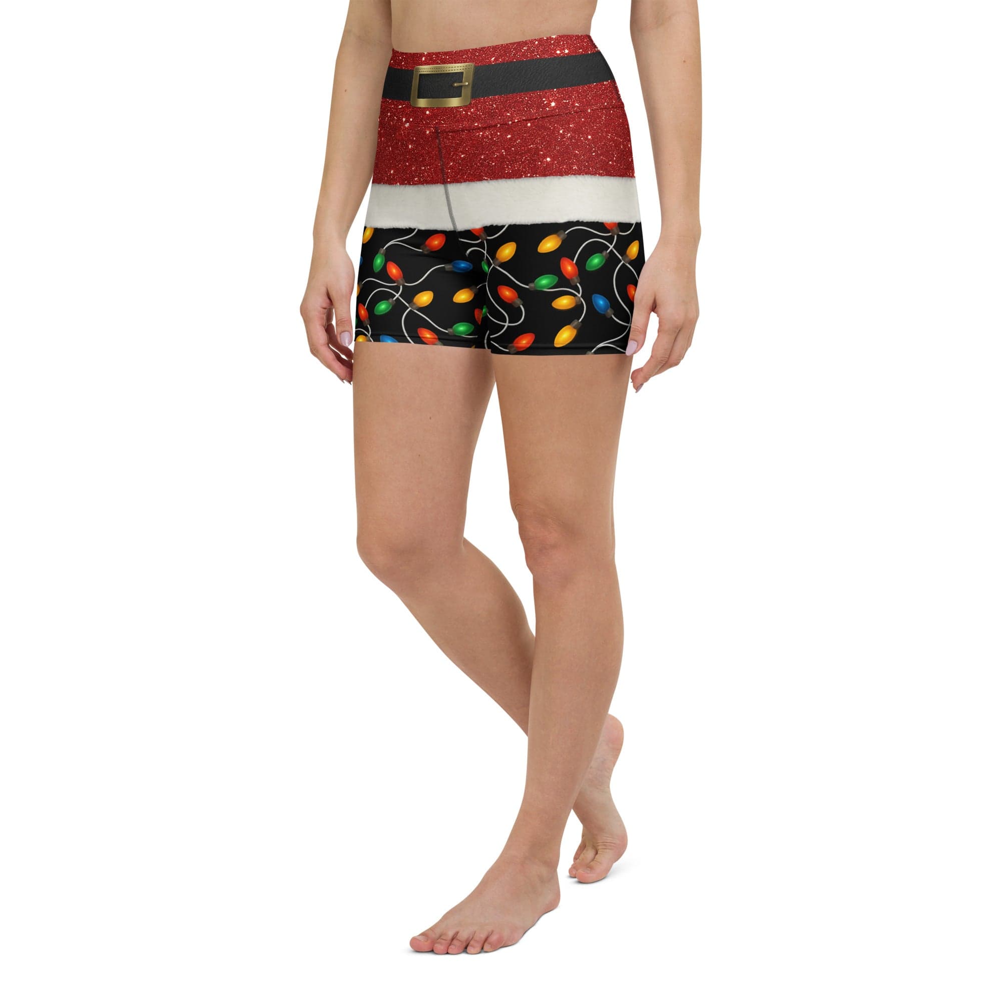 Santa's Christmas Lights Yoga Shorts