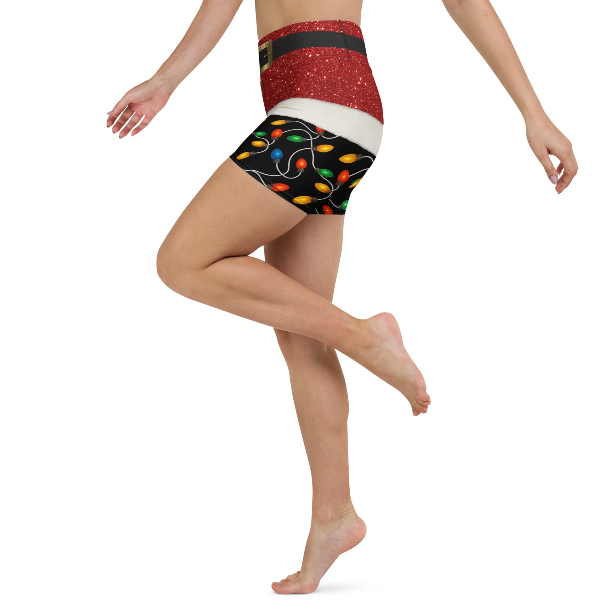 Santa's Christmas Lights Yoga Shorts