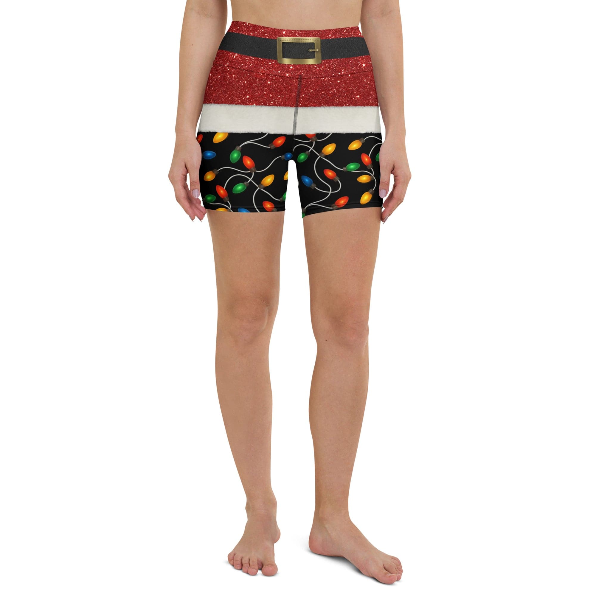 Santa's Christmas Lights Yoga Shorts