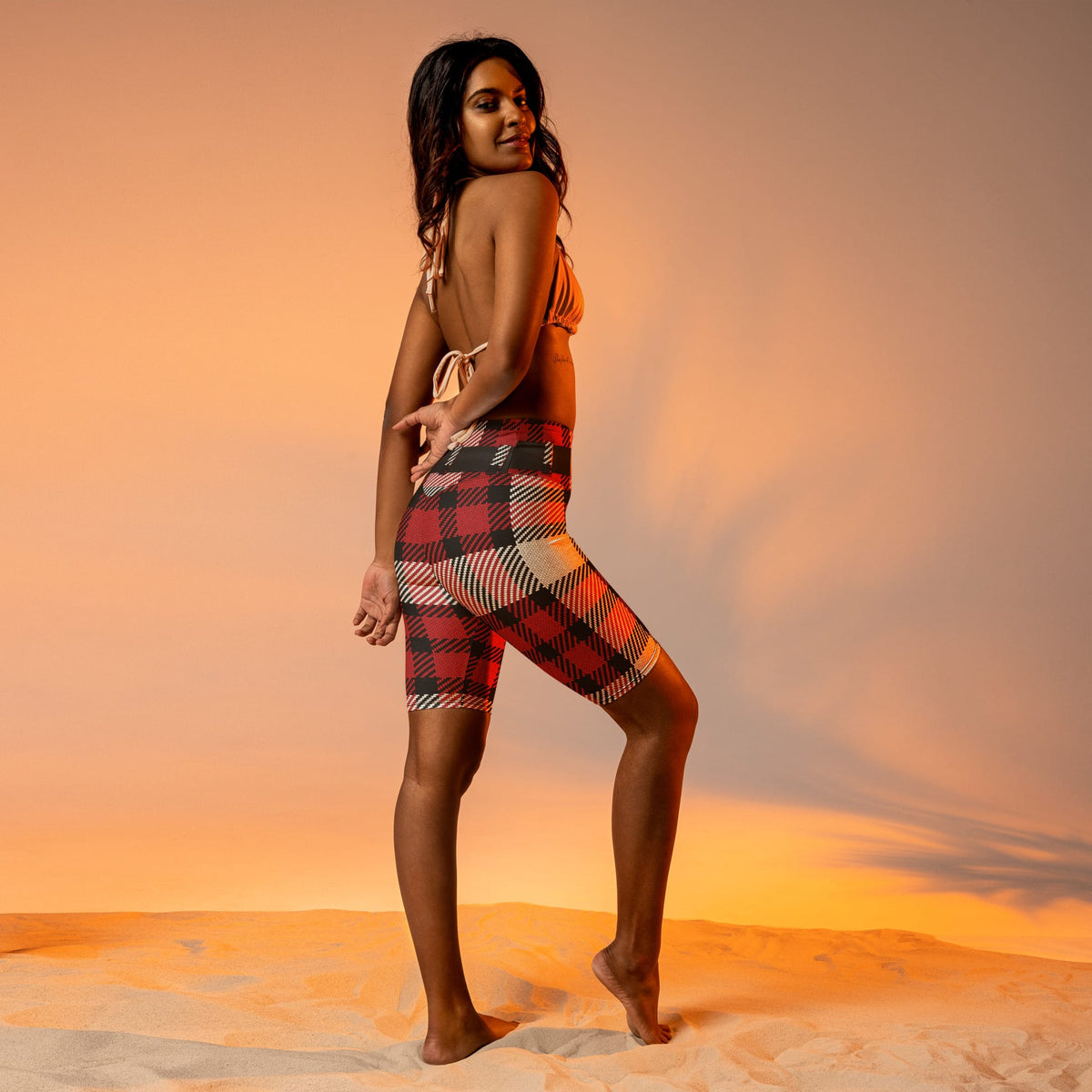 Santa's Tartan Biker Shorts