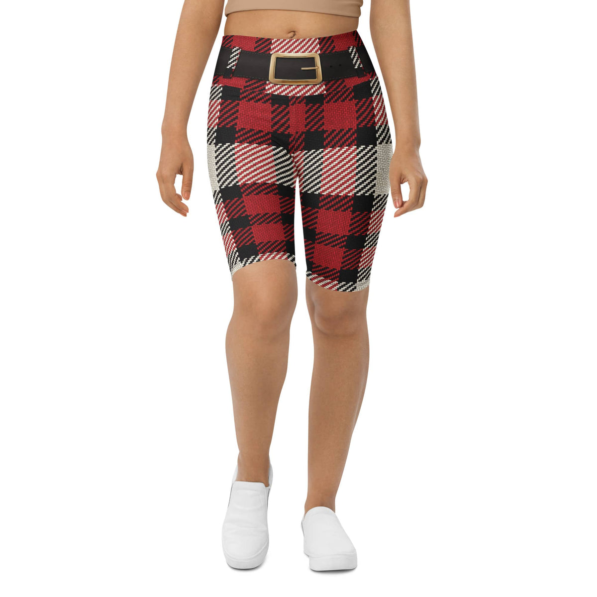 Santa's Tartan Biker Shorts