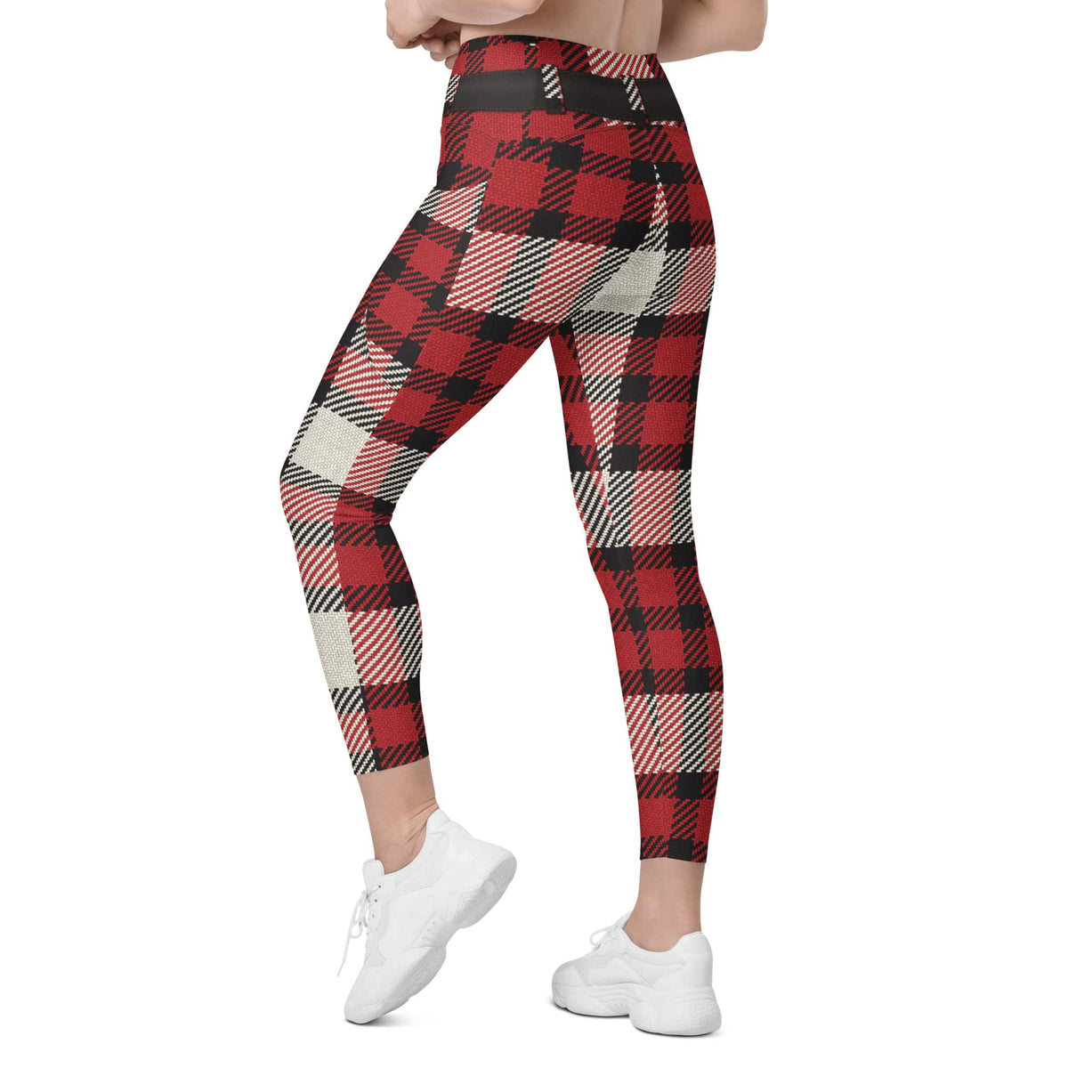 Santa's Tartan Crossover Leggings With Pockets