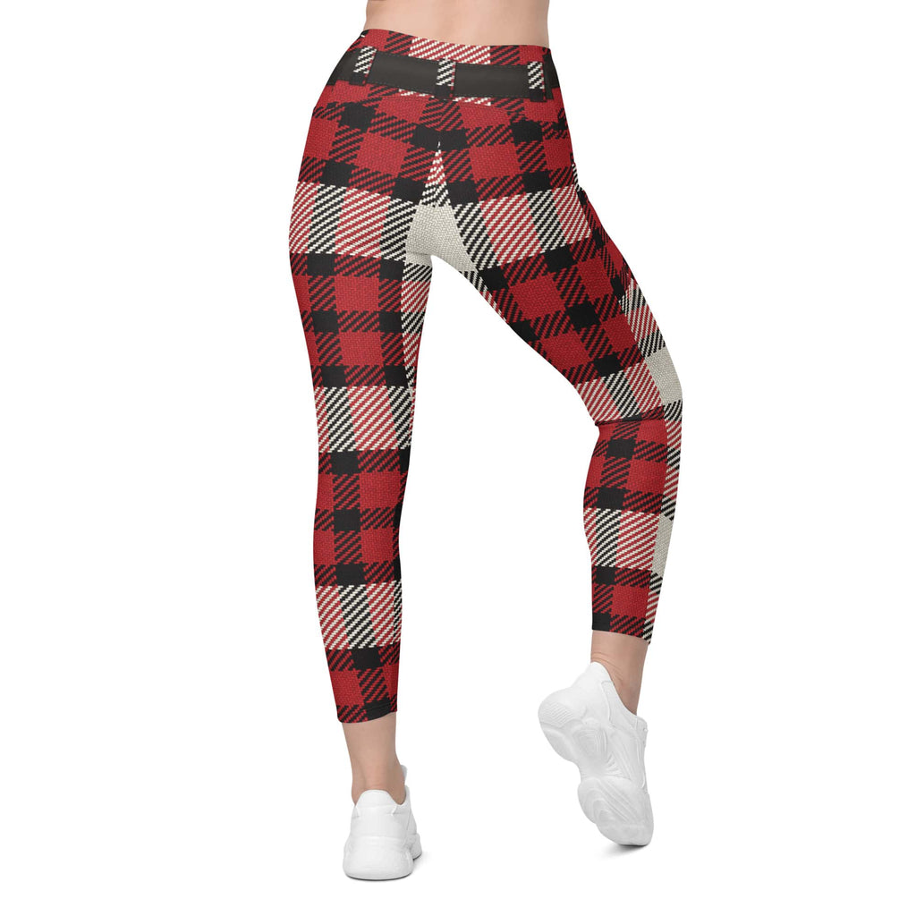 Santa's Tartan Crossover Leggings With Pockets