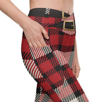 Santa's Tartan Crossover Leggings With Pockets