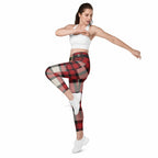 Santa's Tartan Crossover Leggings With Pockets