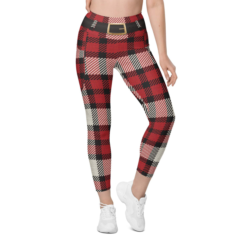 Santa's Tartan Leggings With Pockets