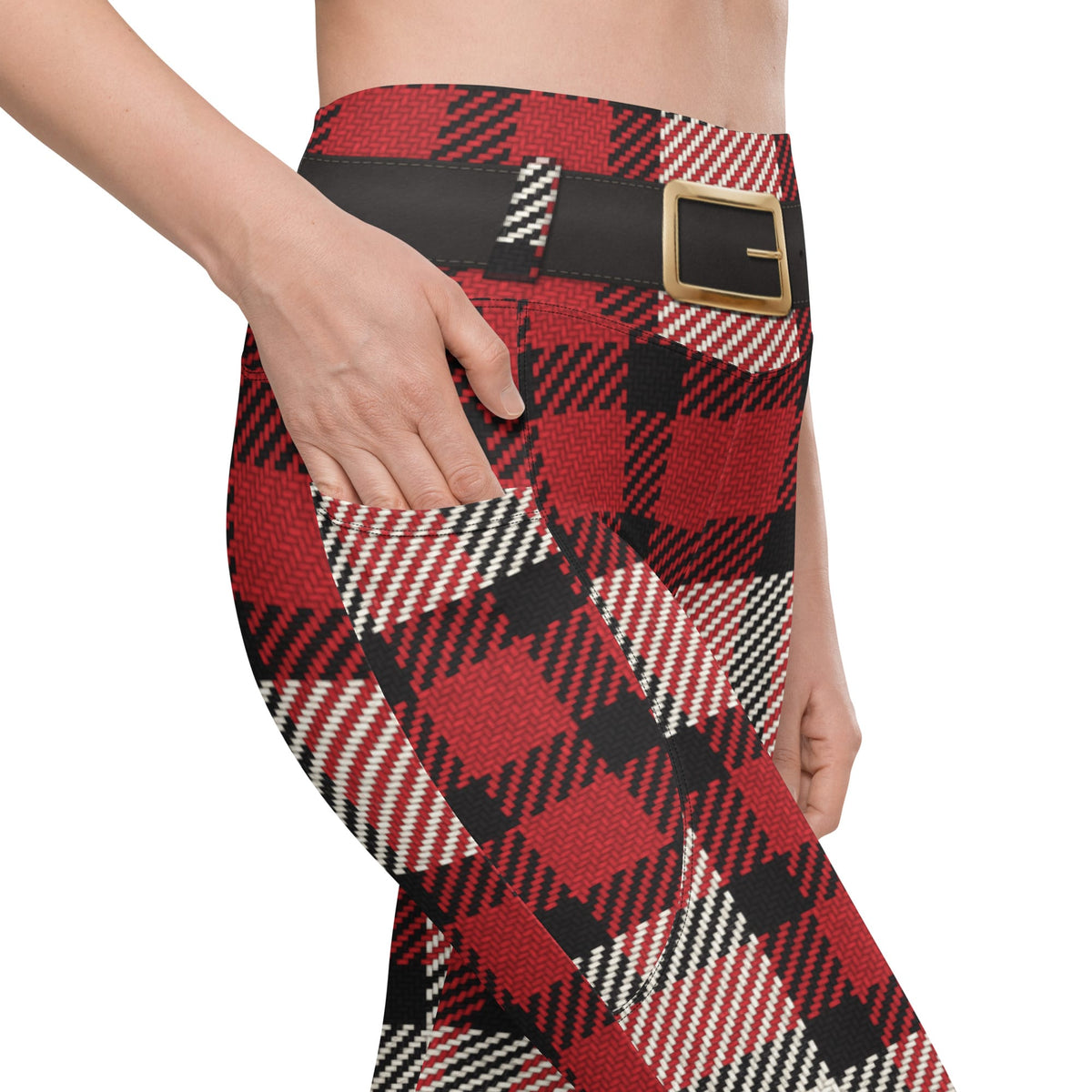 Santa's Tartan Leggings With Pockets