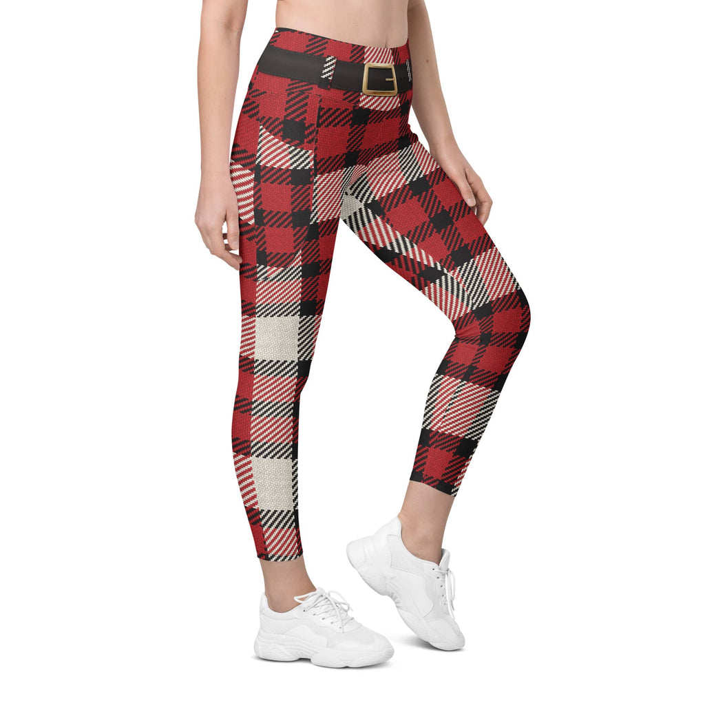 Santa's Tartan Leggings With Pockets