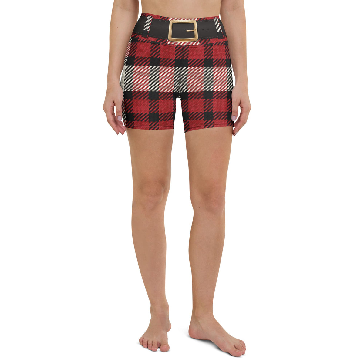 Santa's Tartan Yoga Shorts