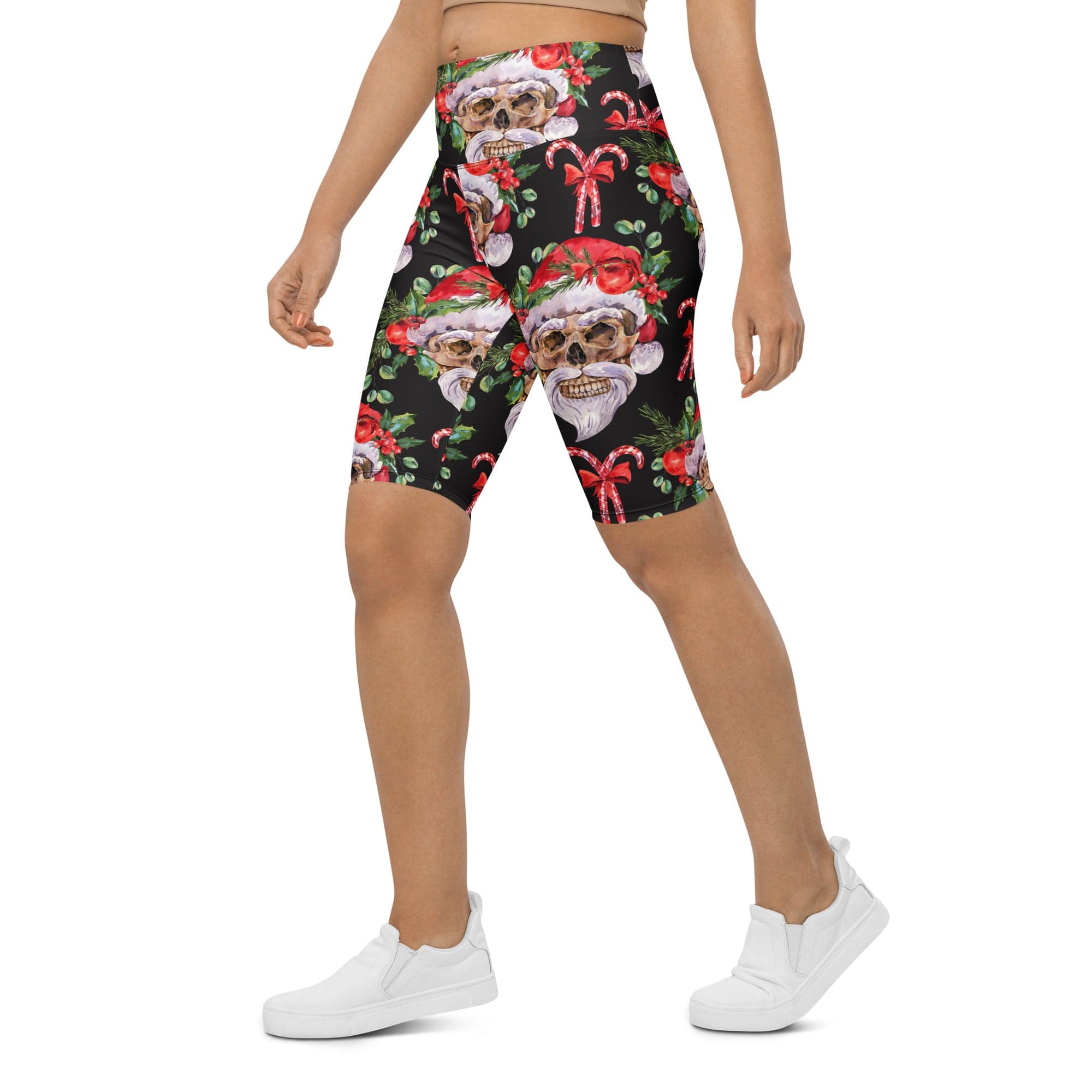 Santa Skull Christmas Biker Shorts