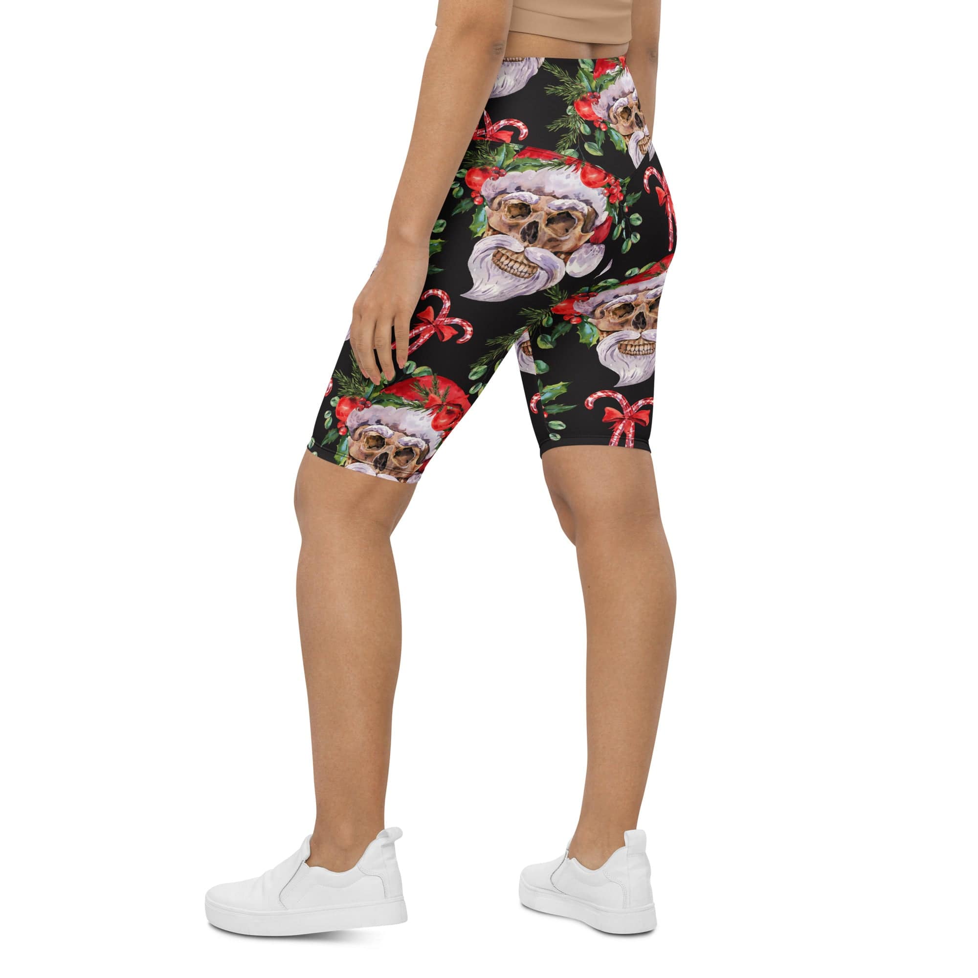 Santa Skull Christmas Biker Shorts