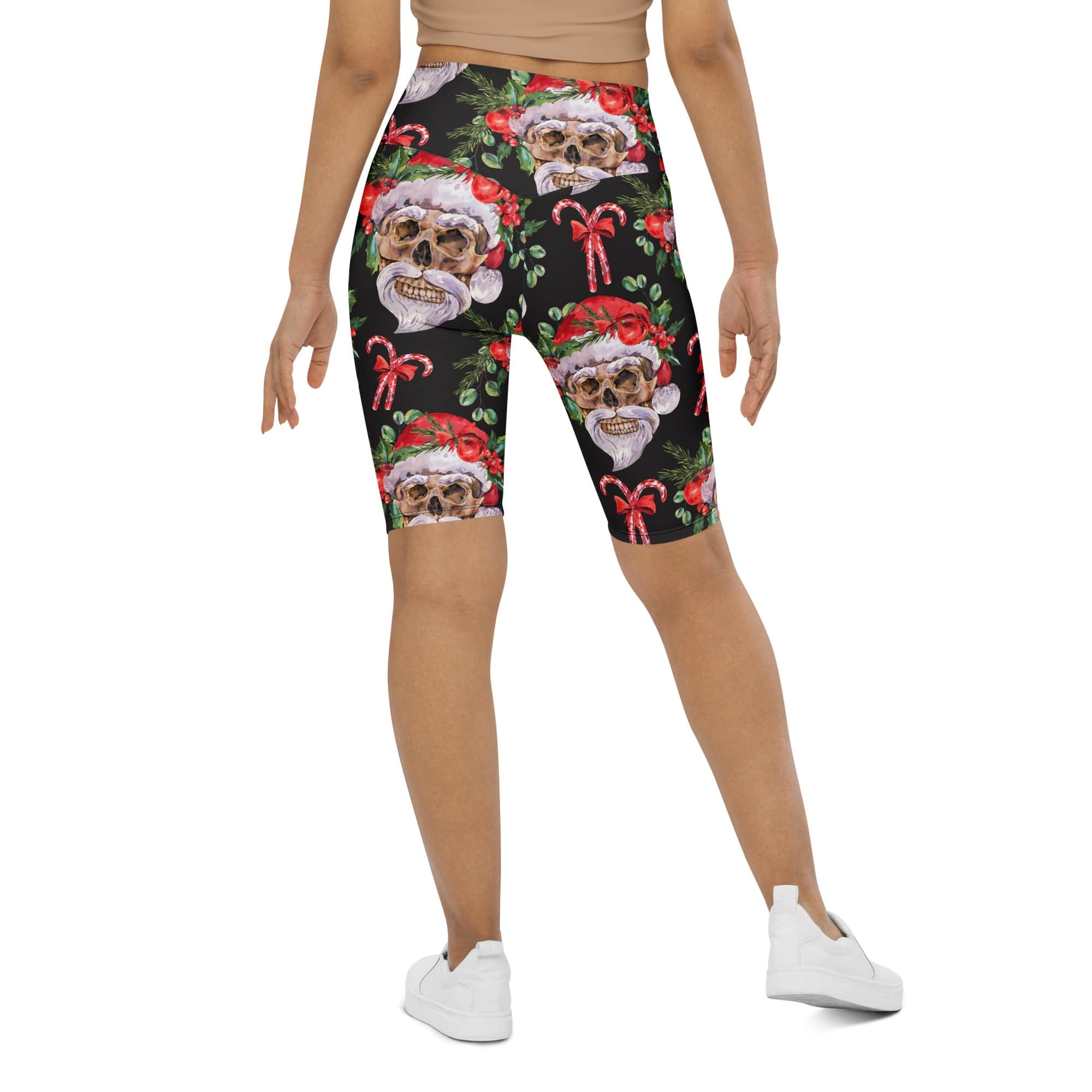 Santa Skull Christmas Biker Shorts