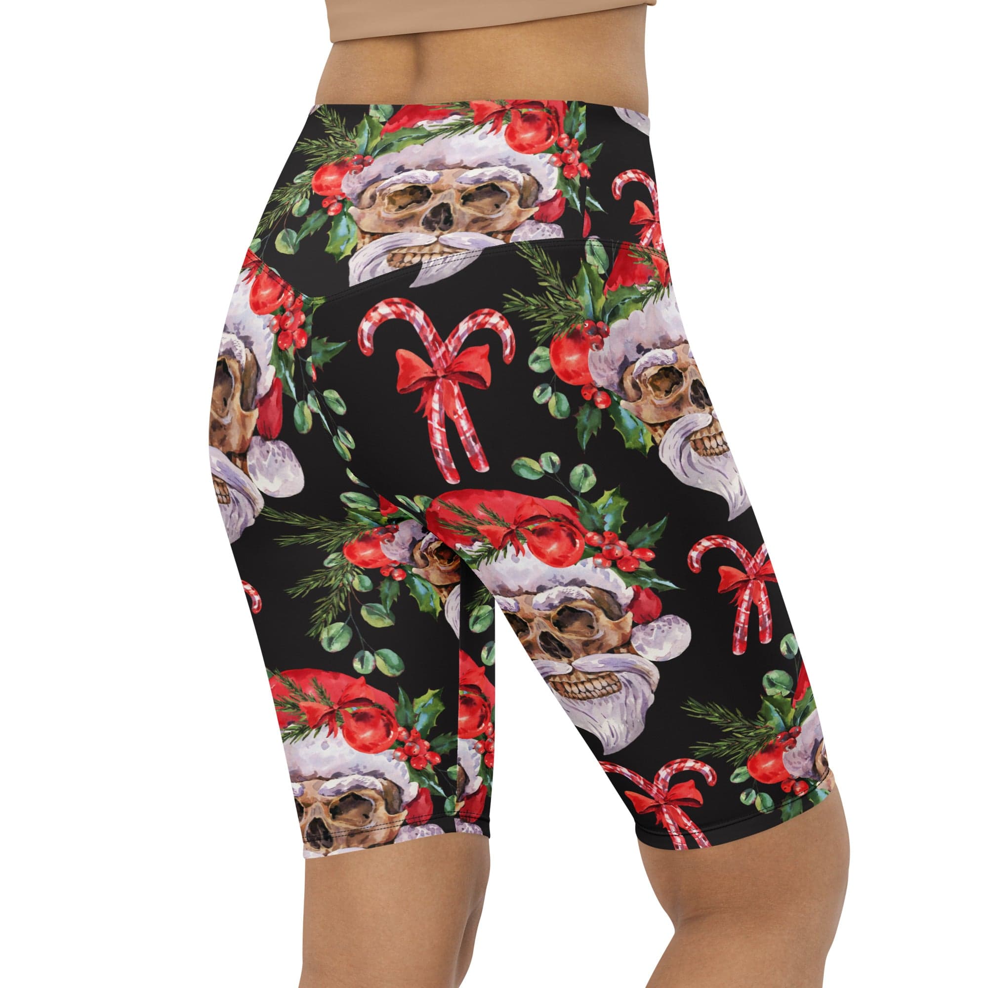 Santa Skull Christmas Biker Shorts