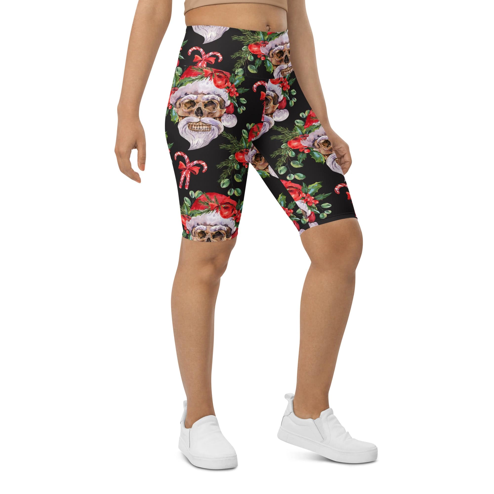 Santa Skull Christmas Biker Shorts