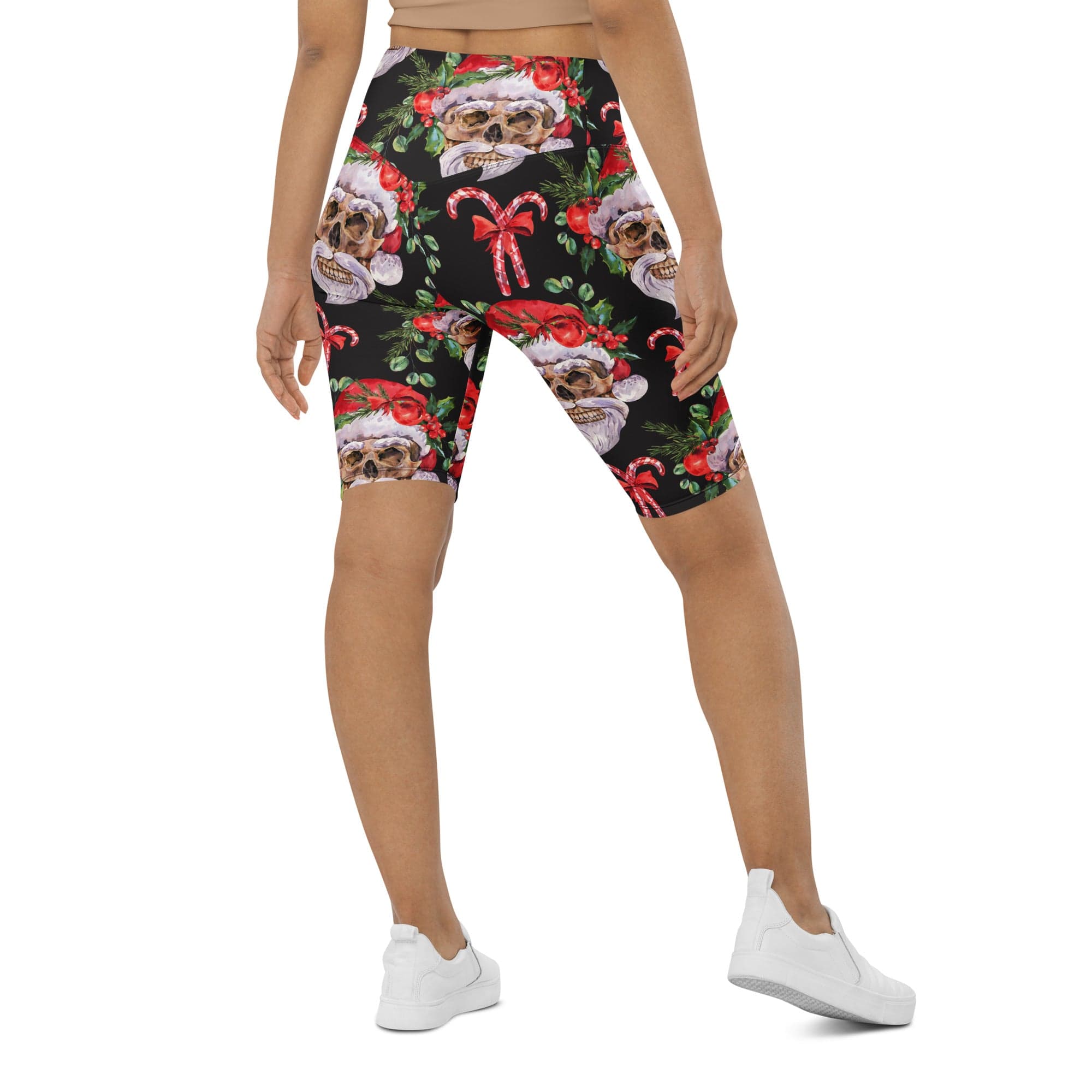 Santa Skull Christmas Biker Shorts