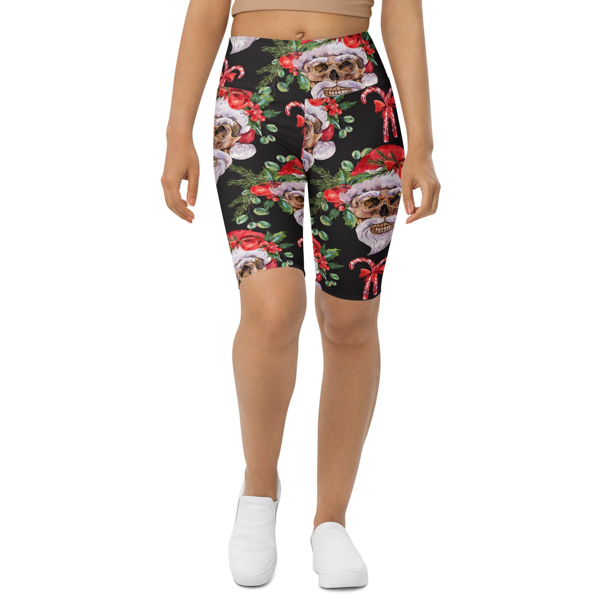 Santa Skull Christmas Biker Shorts