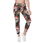 Santa Skull Christmas Crossover Leggings With Pockets