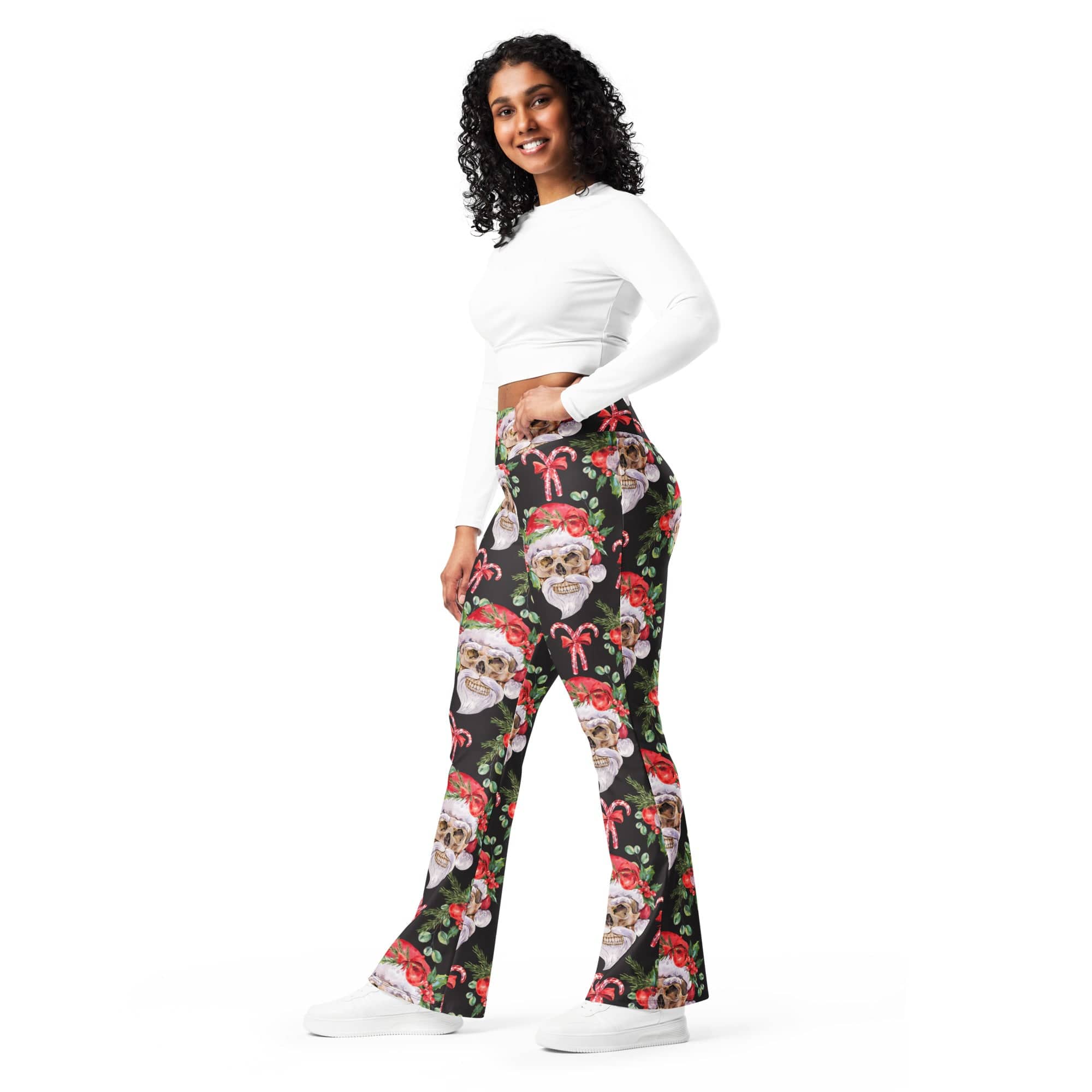 Santa Skull Christmas Flare Leggings