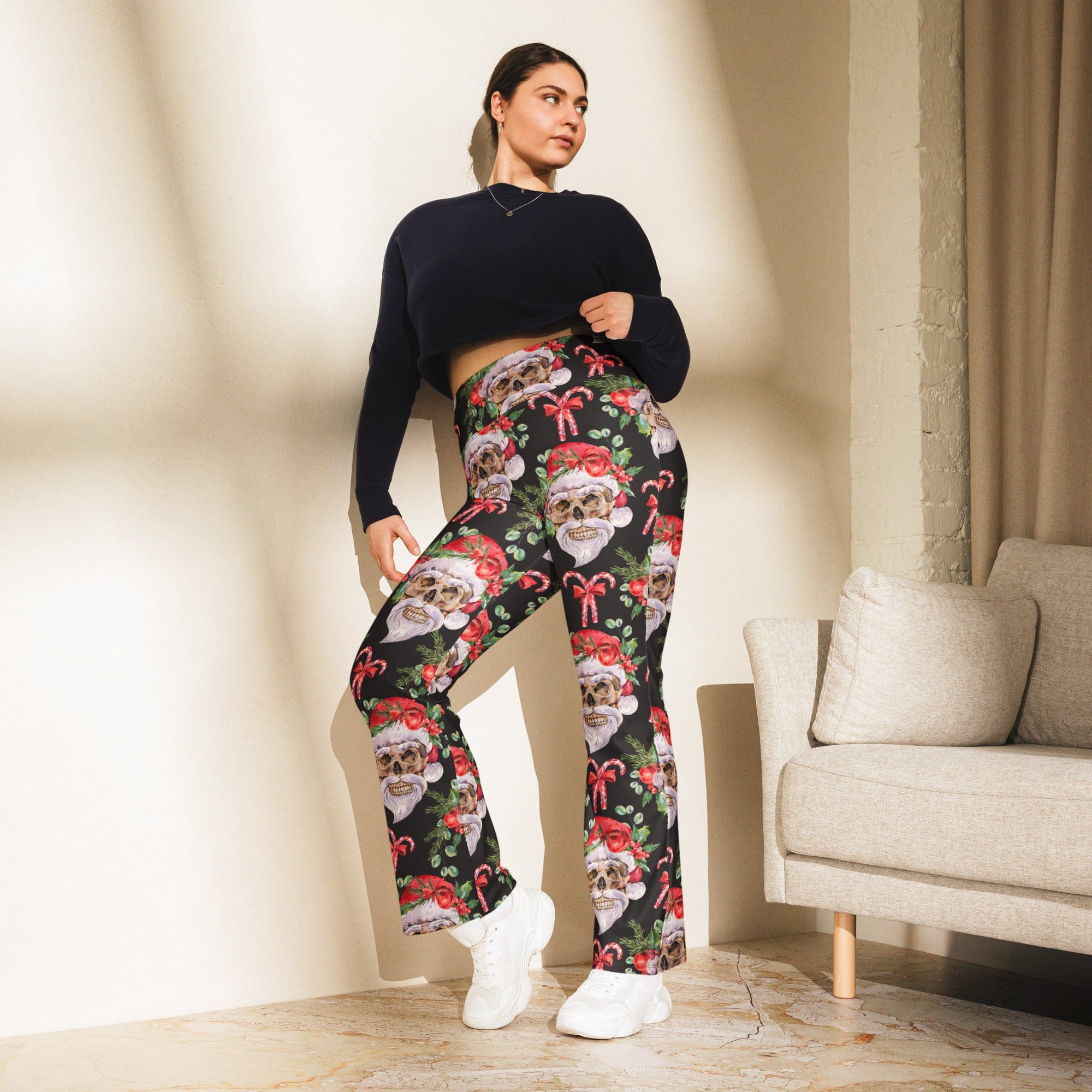 Santa Skull Christmas Flare Leggings