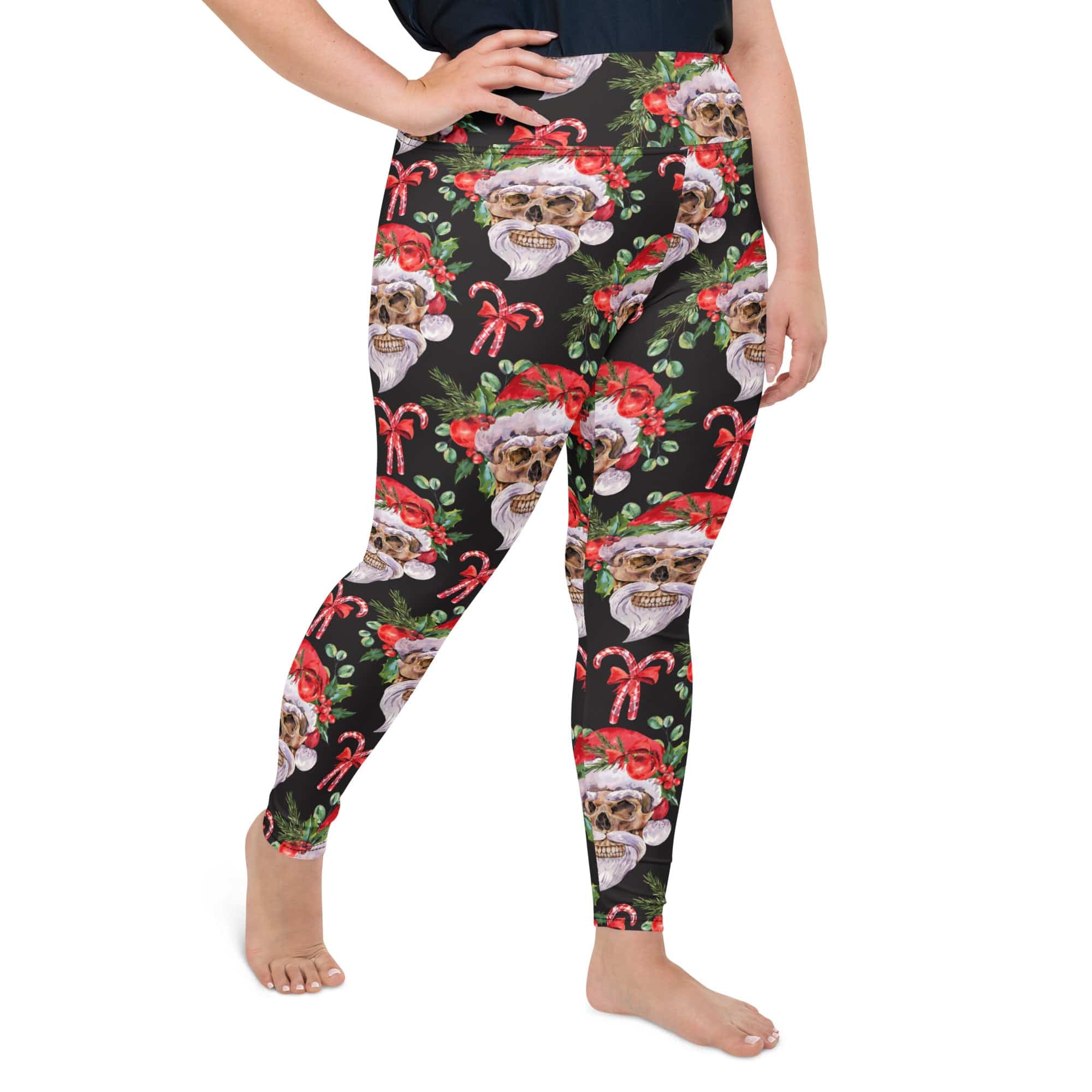 Santa Skull Christmas Plus Size Leggings