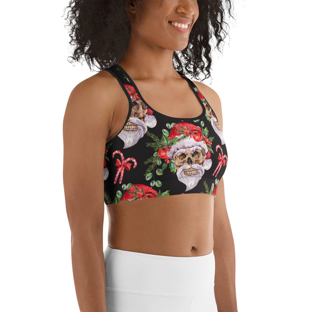Santa Skull Christmas Sports Bra
