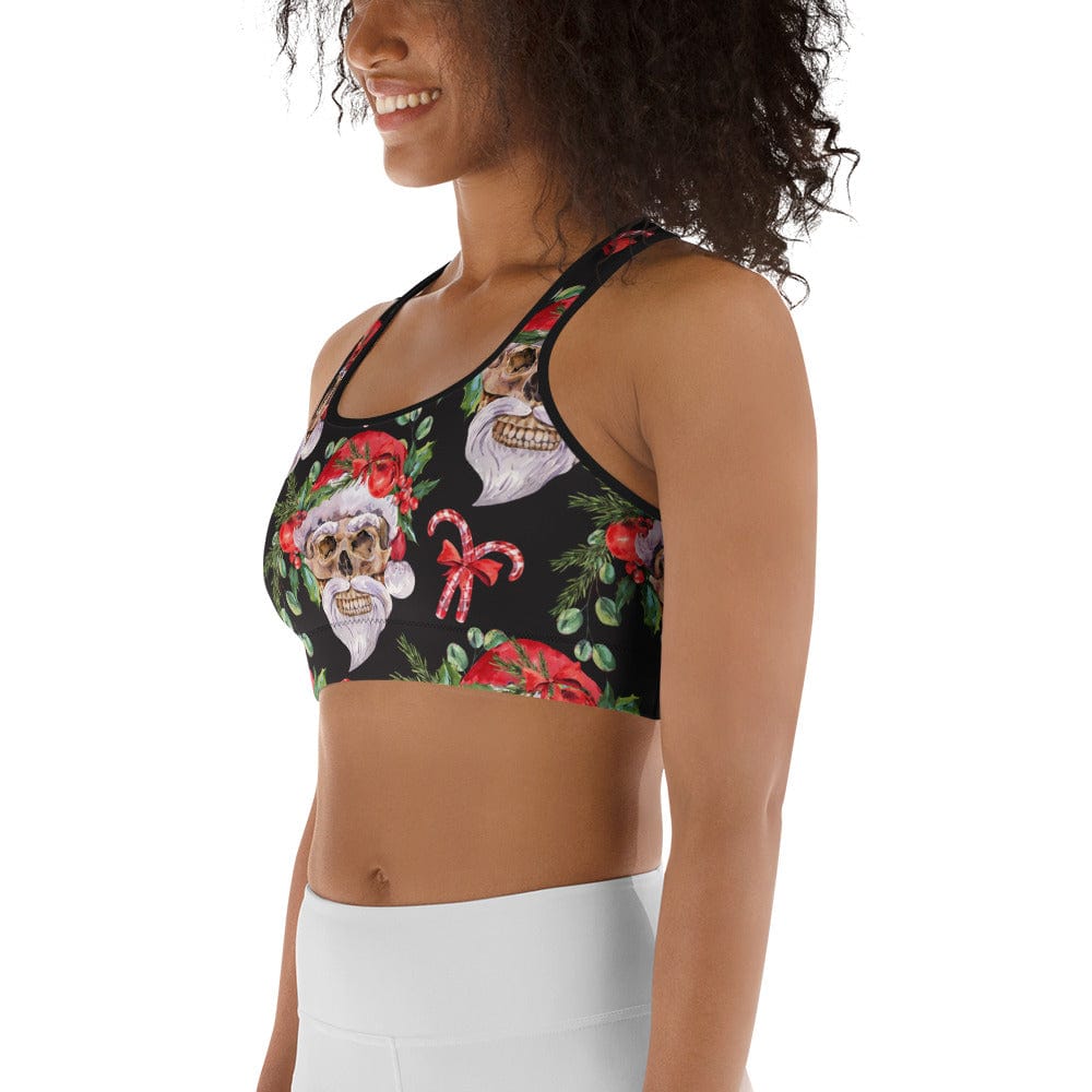 Santa Skull Christmas Sports Bra