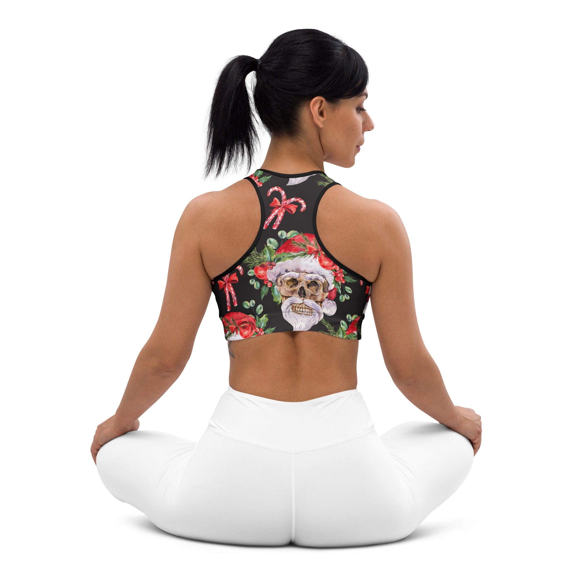 Santa Skull Christmas Sports Bra
