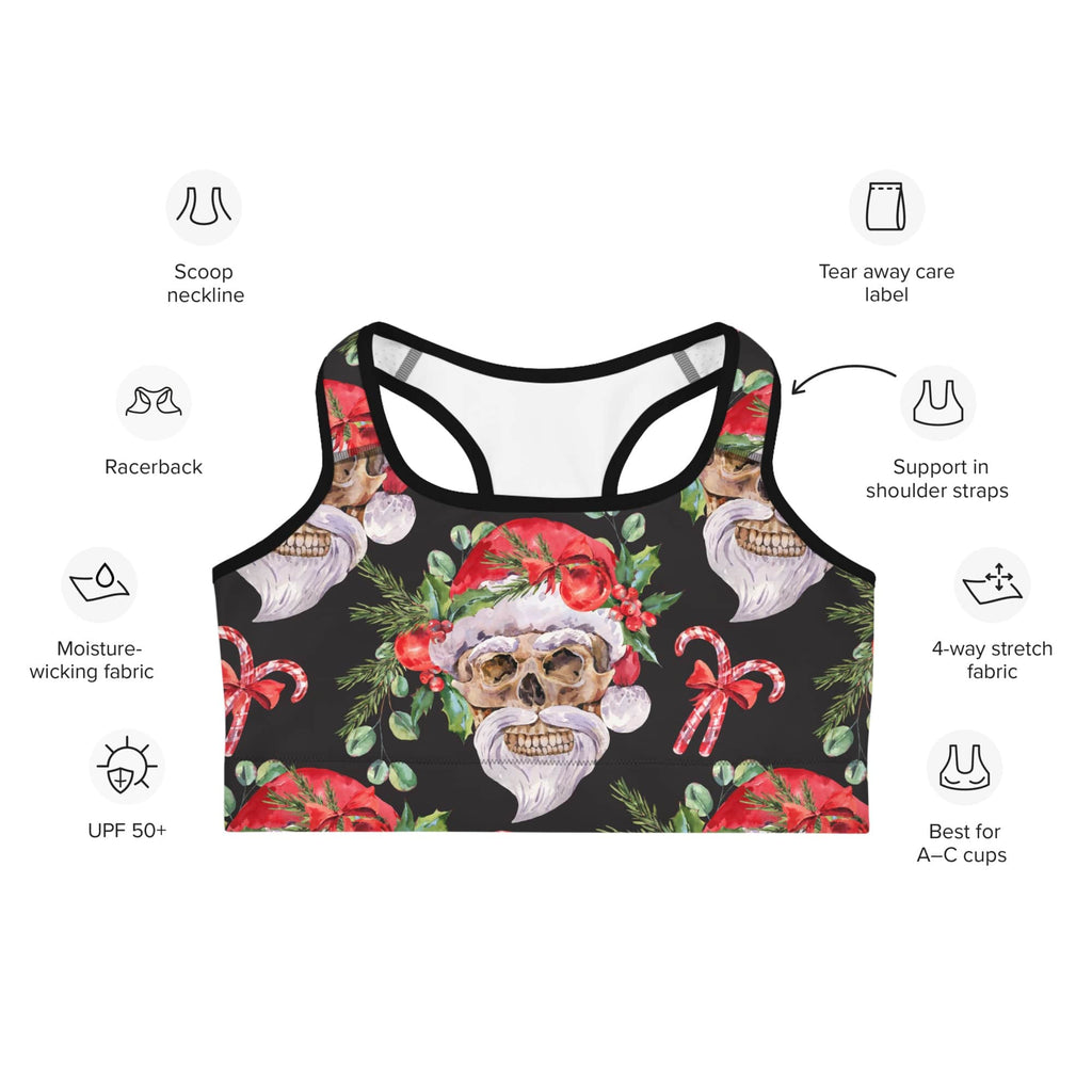 Santa Skull Christmas Sports Bra