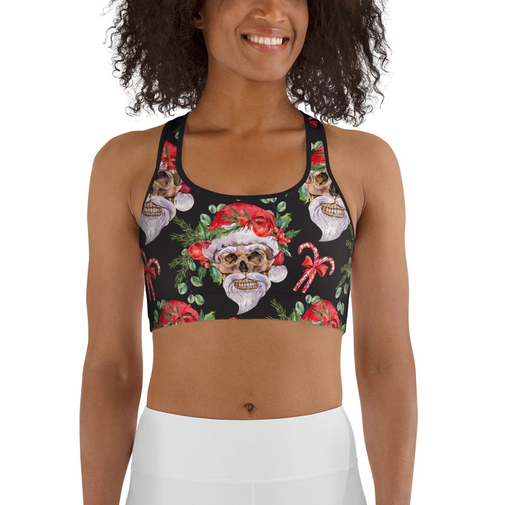Santa Skull Christmas Sports Bra