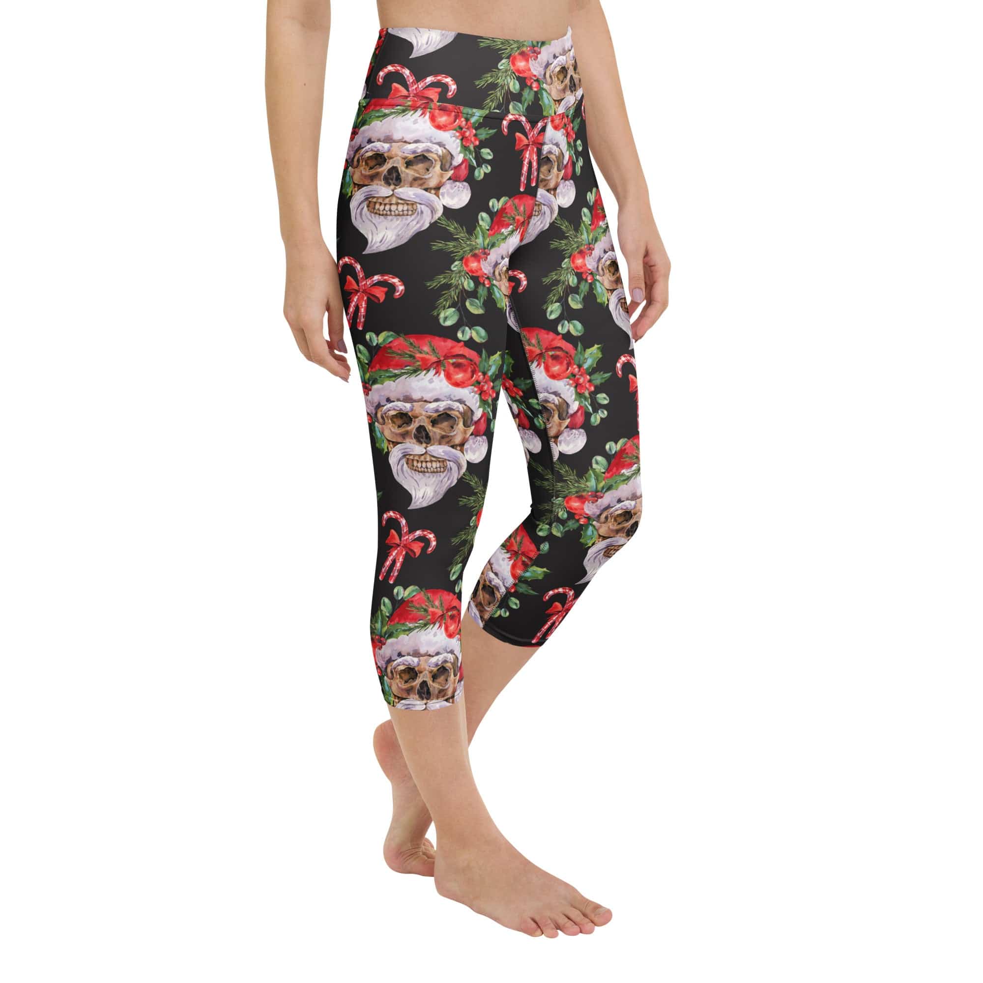 Santa Skull Christmas Yoga Capris