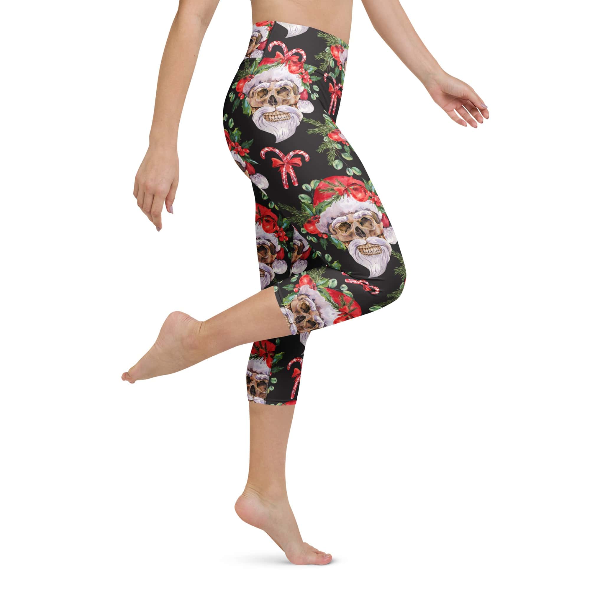 Santa Skull Christmas Yoga Capris