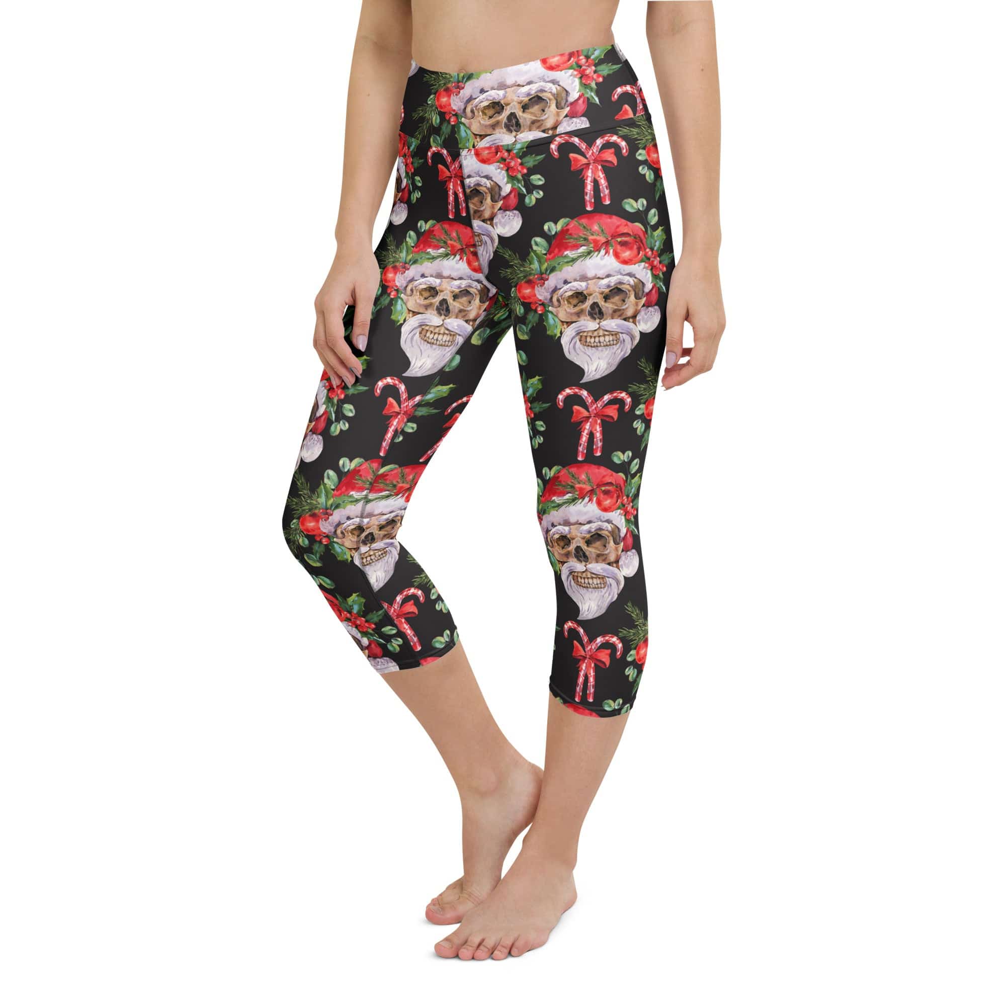 Santa Skull Christmas Yoga Capris