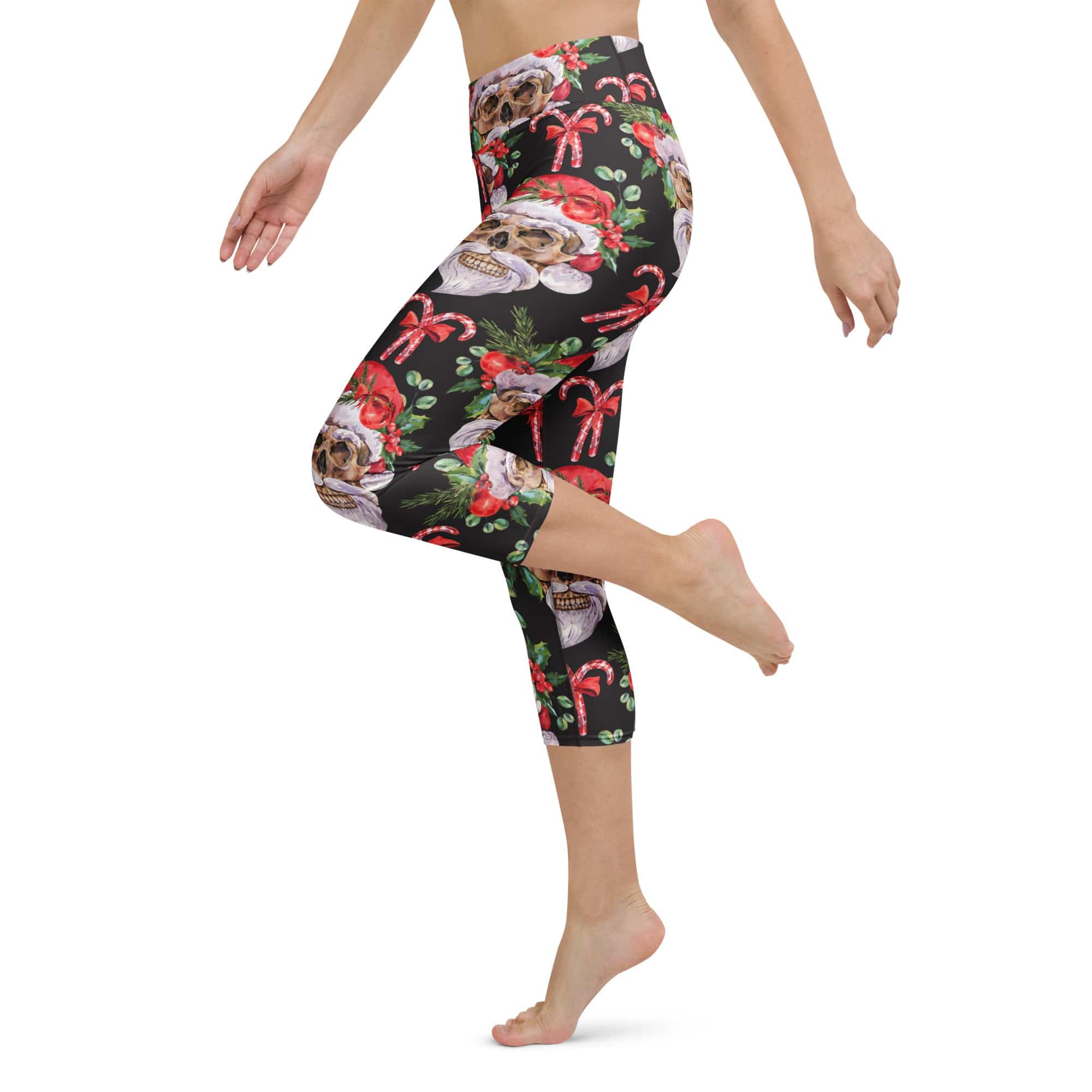 Santa Skull Christmas Yoga Capris