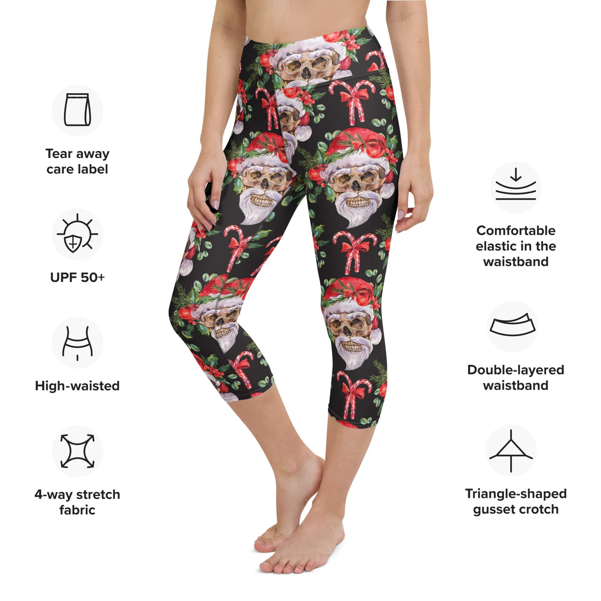Santa Skull Christmas Yoga Capris