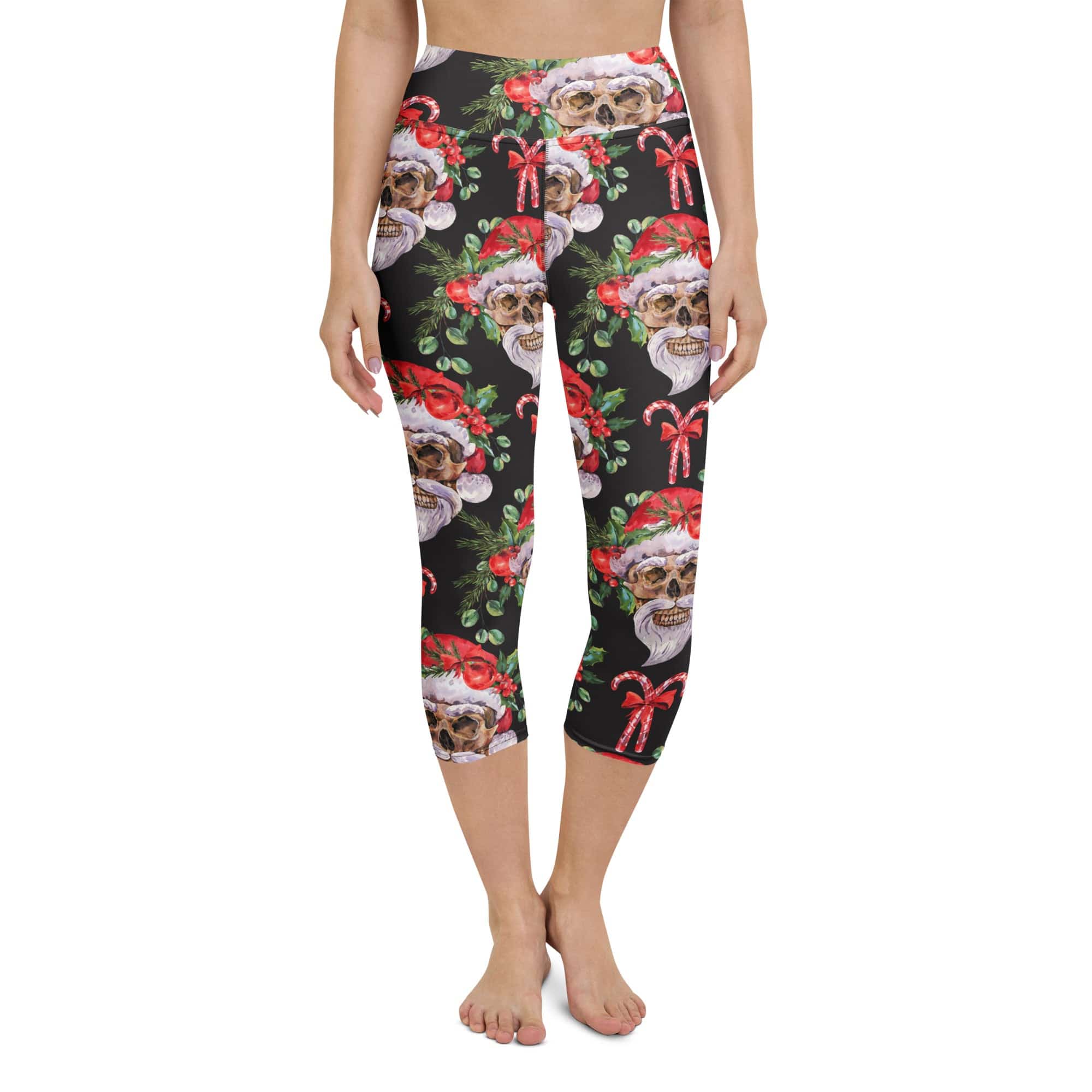 Santa Skull Christmas Yoga Capris