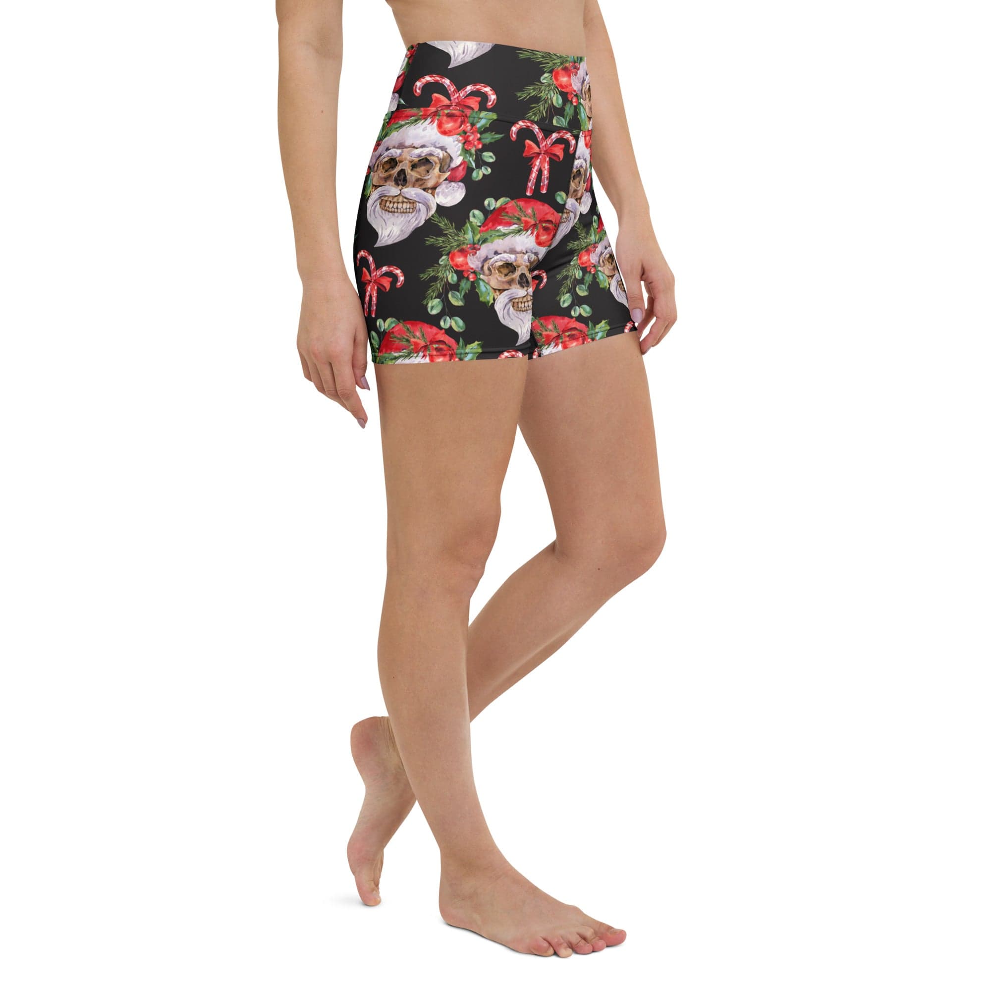 Santa Skull Christmas Yoga Shorts