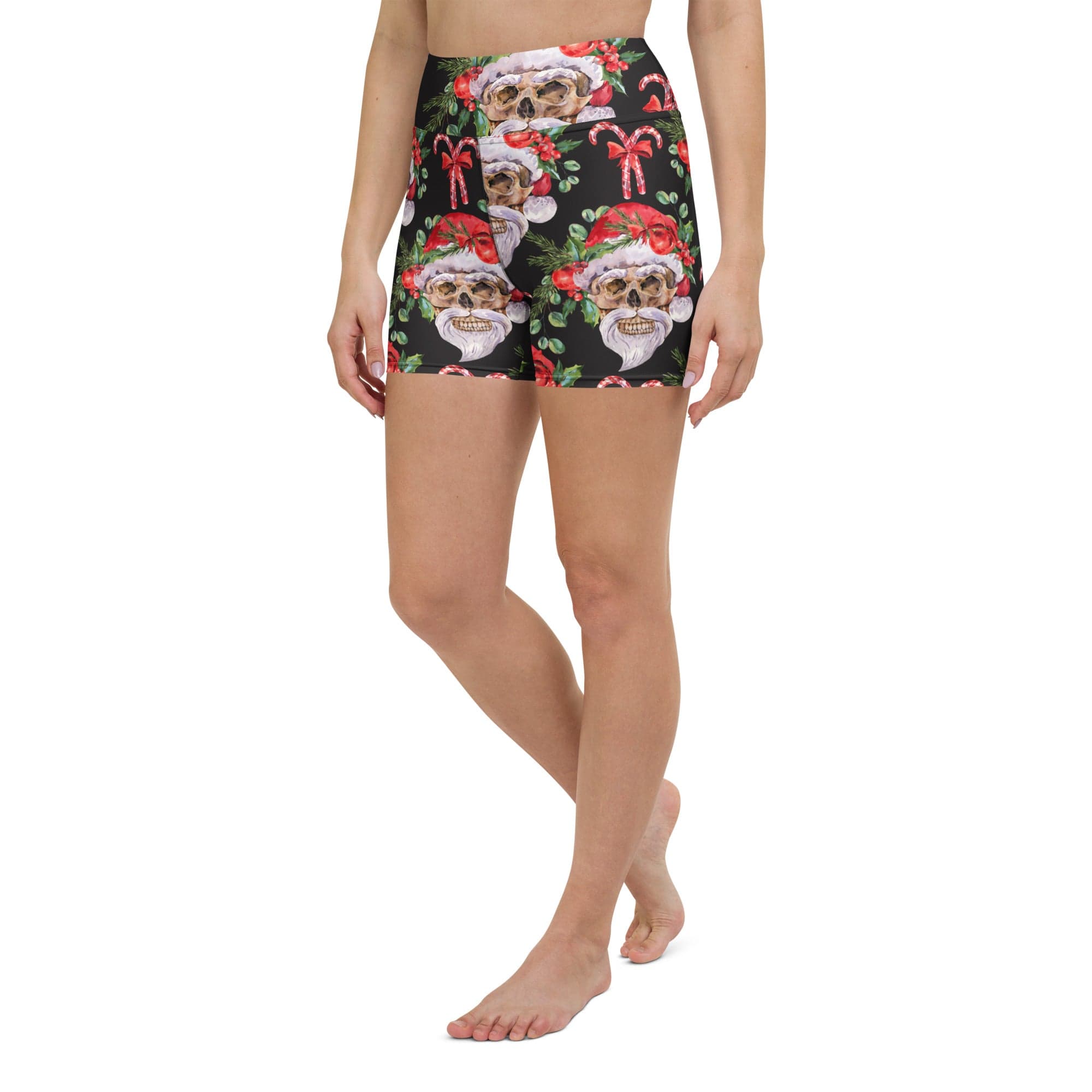 Santa Skull Christmas Yoga Shorts