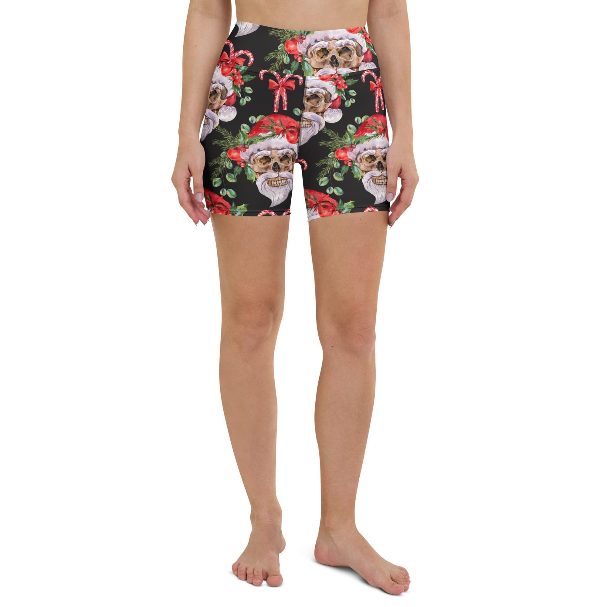 Santa Skull Christmas Yoga Shorts