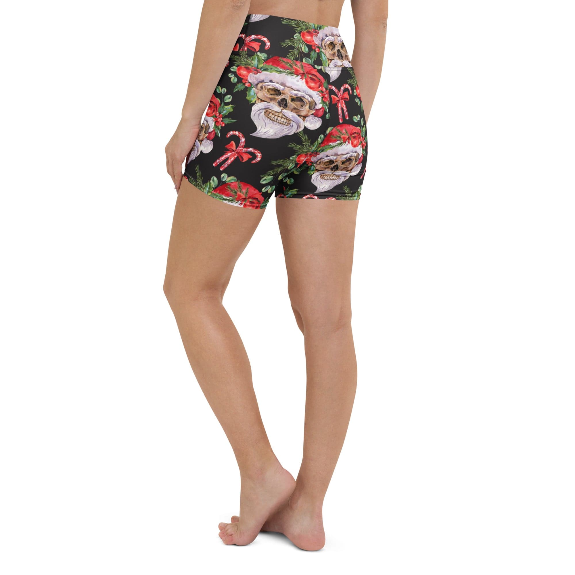 Santa Skull Christmas Yoga Shorts