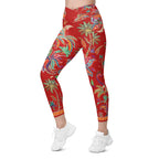 Scarlet Tropics Crossover Leggings With Pockets