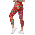 Scarlet Tropics Crossover Leggings With Pockets