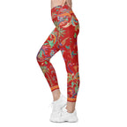 Scarlet Tropics Crossover Leggings With Pockets