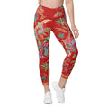 Scarlet Tropics Crossover Leggings With Pockets