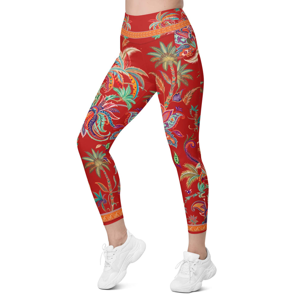 Scarlet Tropics Leggings With Pockets
