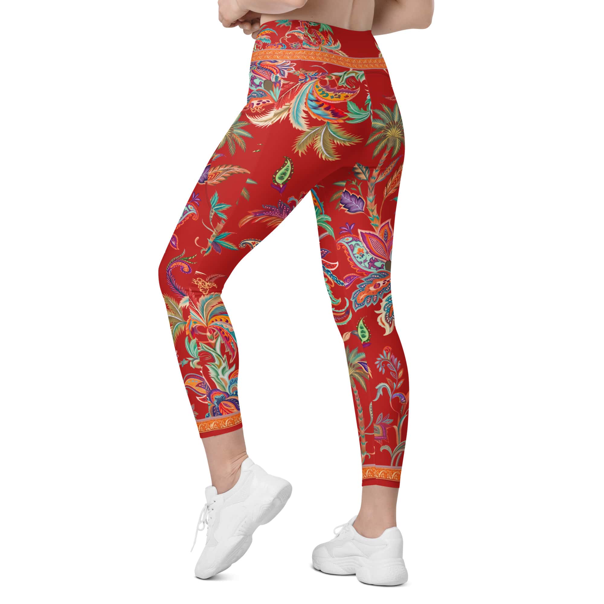 Scarlet Tropics Leggings With Pockets