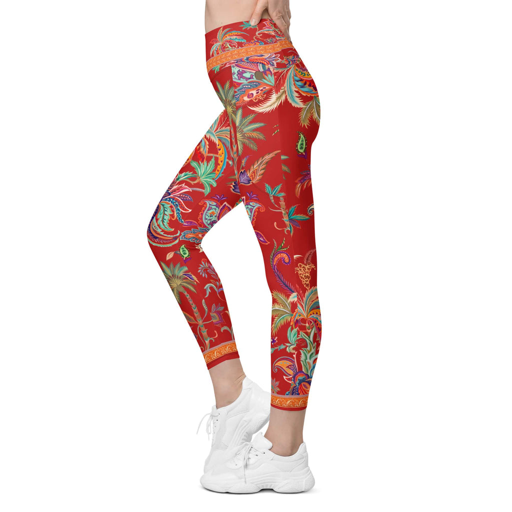 Scarlet Tropics Leggings With Pockets